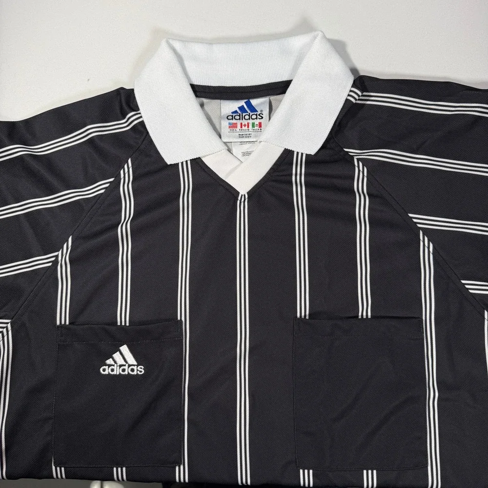 Adidas Referee Jersey Mens Large Black New Vintage CPA Pro‎ JSY Soccer Y2K